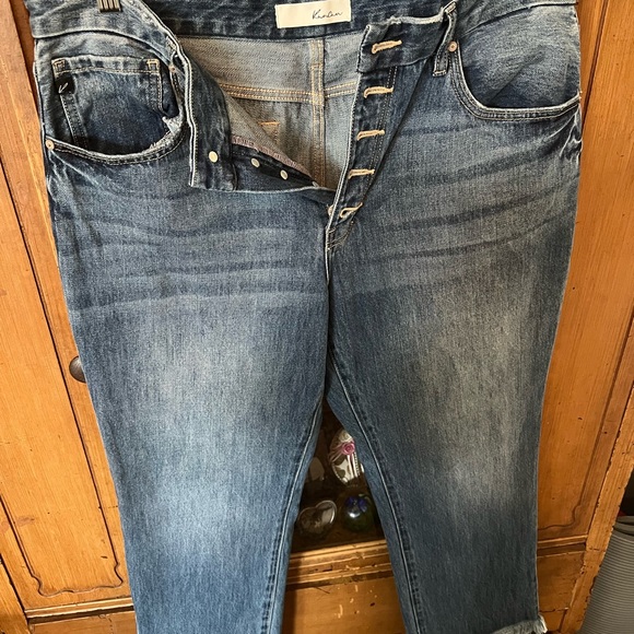 KanCan high waisted button front distressed blue jeans only worn once. - Picture 3 of 4